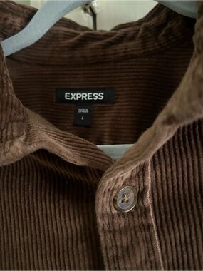 Title: Express Men’s Brown Corduroy Long Sleeve Button-Down Shirt - Size Large